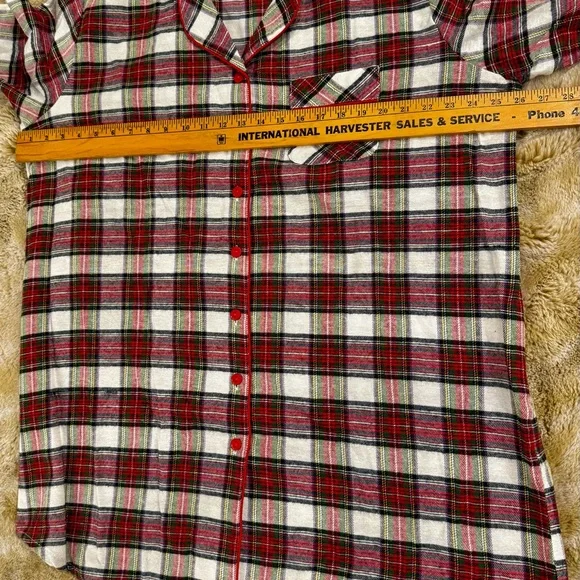 NWT COUNTRY STORE Night Shirt 1X Flannel Plaid Nightgown Pajama Top Cozy Cabin🪵 - Picture 8 of 13